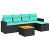 vidaXL 6 pcs conjunto sof&aacute;s de jardim c/ almofad&otilde;es vime PE preto
