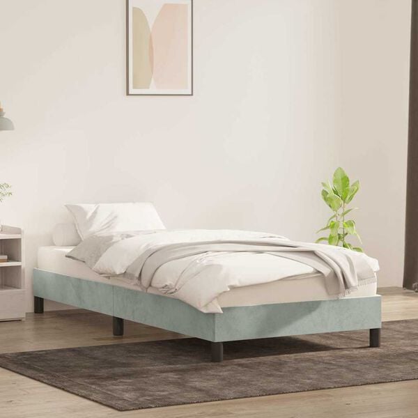 vidaXL Estrutura de cama sem colch&atilde;o 100x210 cm veludo cinzento-claro