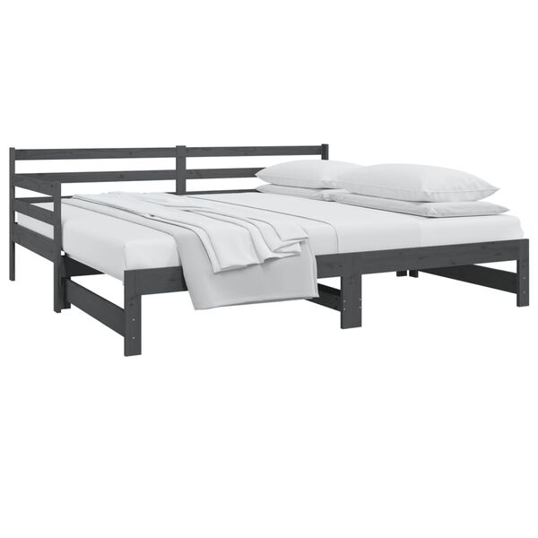 vidaXL Sof&aacute;-cama de puxar 2x(80x200) cm pinho maci&ccedil;o cinza