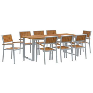 vidaXL Conjunto de Jantar para Jardim 9 unid. Cinzeto