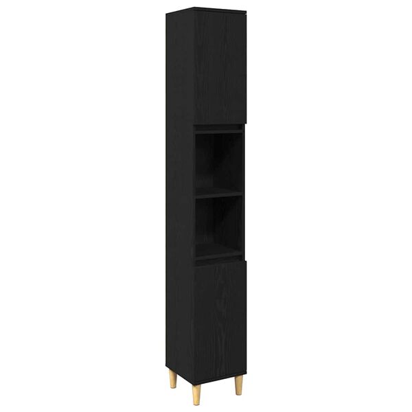 vidaXL Conjunto de M&oacute;veis para Banheiro 3 pcs Preto Madeira processada