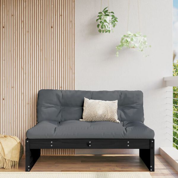 vidaXL Sofá de centro para jardim 120x80 cm pinho maciço preto