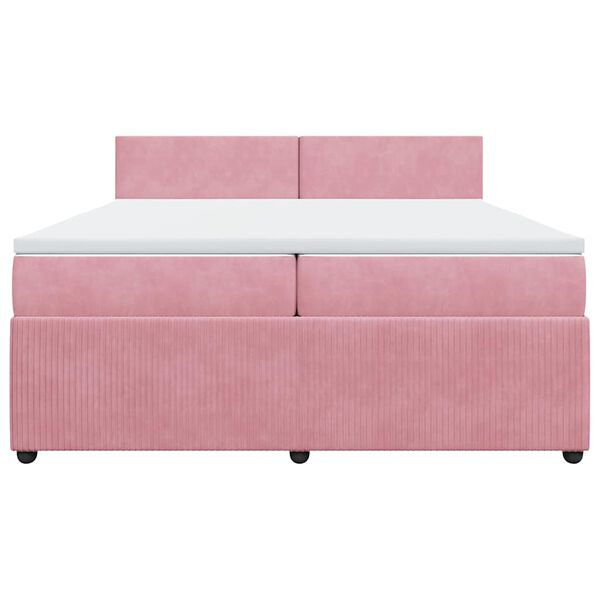 vidaXL Cama com molas/colch&atilde;o 200x200 cm veludo rosa