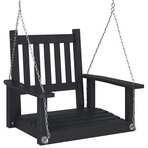 vidaXL Cadeira de baloi&ccedil;o com correntes de metal abeto maci&ccedil;o preto