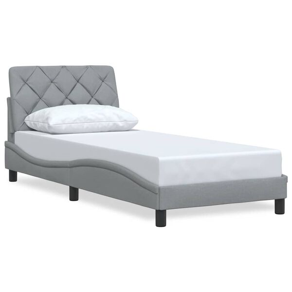 vidaXL Estrutura de cama sem colch&atilde;o 90x200 cm tecido cinzento-claro