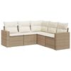 vidaXL 5 pcs conjunto de sof&aacute;s p/ jardim com almofad&otilde;es vime PE bege