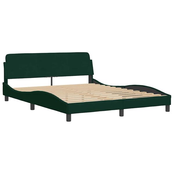 vidaXL Estrutura de cama Dover 160x200 cm veludo verde-escuro
