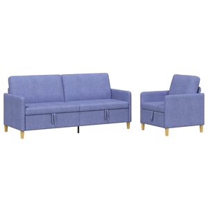 vidaXL Conjunto de Sof&aacute; com Armazenamento 2 unid. Azul Jeans Poli&eacute;ster