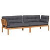 vidaXL Sof&aacute;s canto paletes p/ jardim 2 pcs c/ almofad&otilde;es ac&aacute;cia maci&ccedil;a