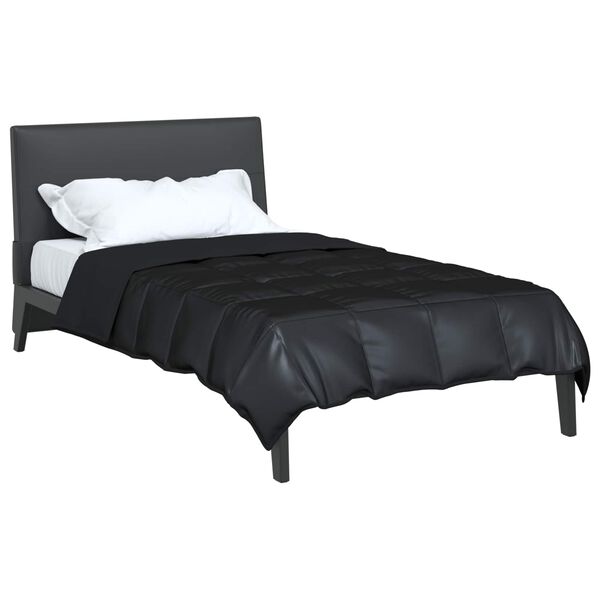 vidaXL Duvet de Ano Inteiro Preto 220 x 135 cm Cetim e Microfibra