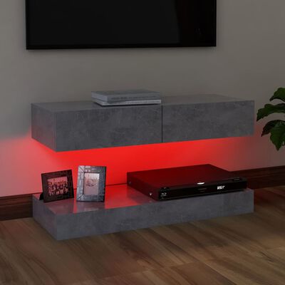vidaXL Móvel de TV com luzes LED 90x35 cm cinzento cimento