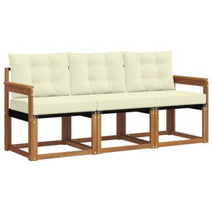 vidaXL Conjunto de Sof&aacute;s para Exterior 3 unid. Natural e Creme