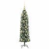 vidaXL &Aacute;rvore Slim de Natal Artificial Verde e Branco 120 cm