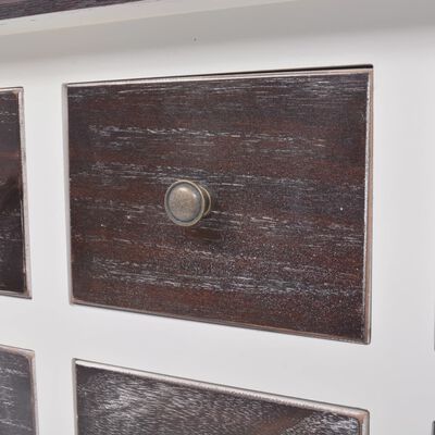 vidaXL Mesa consola com 6 gavetas castanho e branco madeira