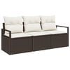 vidaXL Conjunto de Sof&aacute; de Jardim 3 unid. Marrom e Branco vime PE