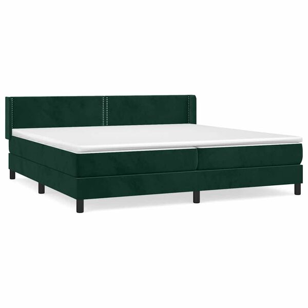 vidaXL Cama com molas/colch&atilde;o 200x200 cm veludo verde-escuro