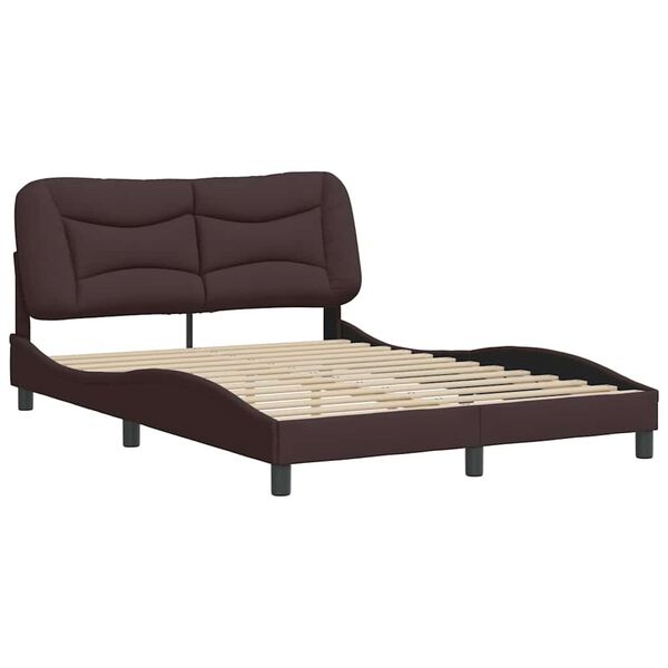 vidaXL Estrutura de cama sem colch&atilde;o Hvar 140x200 cm tecido castanho-escuro