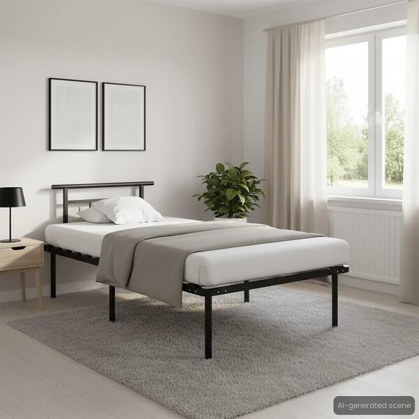 vidaXL Estrutura de cama 100x200 cm metal preto