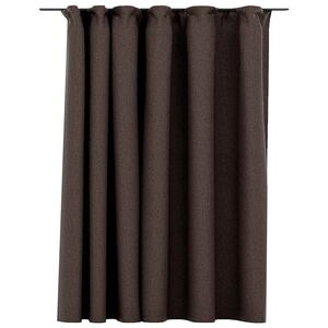 vidaXL Cortinas opacas asp. linho ganchos 290x245cm cinza-acastanhado