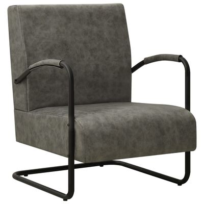 vidaXL Cadeira com apoio de braços couro artificial cinzento