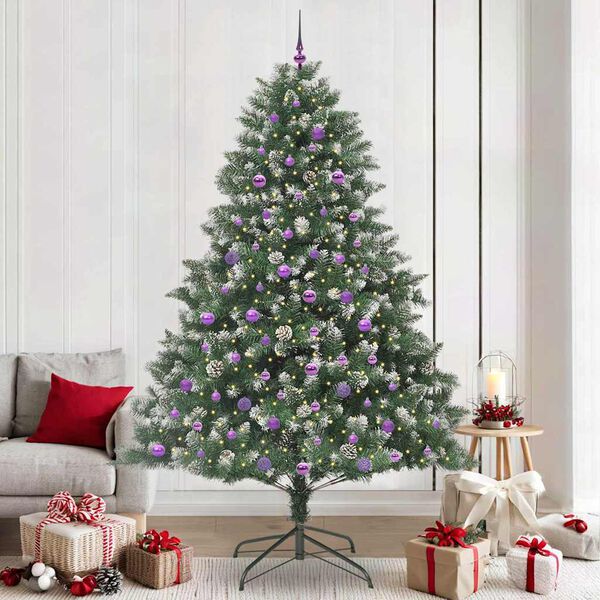 vidaXL &Aacute;rvore de Natal Artificial Verde 240 cm PVC, Pl&aacute;stico e A&ccedil;o