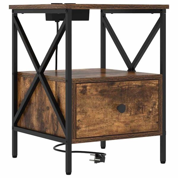 vidaXL Arm&aacute;rio de Cabeceira Carvalho Defumado 41,5 x 40,5 x 55 cm