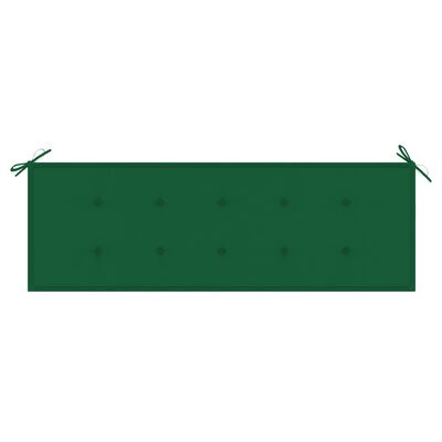 vidaXL Banco Batávia c/ almofadão verde 150 cm teca maciça