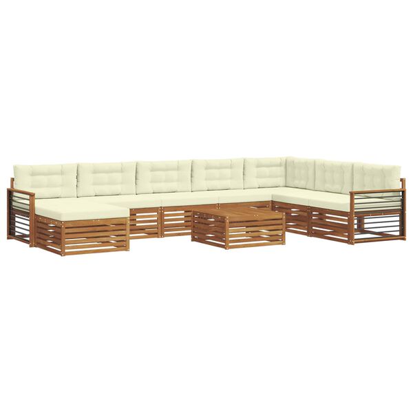 vidaXL Conjuntos de sof&aacute;s com almofada 9 pcs Natural e Creme