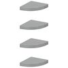 vidaXL Prateleiras canto suspensas 4 pcs 25x25x3,8cm MDF cinza brilh.