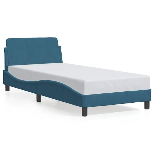 vidaXL Estrutura de cama com cabeceira Dover 80x200 cm veludo azul