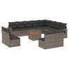 vidaXL 13 pcs conjunto sof&aacute;s p/ jardim c/ almofad&otilde;es vime PE cinzento