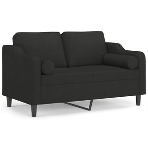 vidaXL Sof&aacute; 2 lugares + almofadas decorativas 120 cm tecido preto