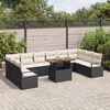 vidaXL Conjunto de Sof&aacute; de Jardim com almofada 11 pcs Preto e Creme