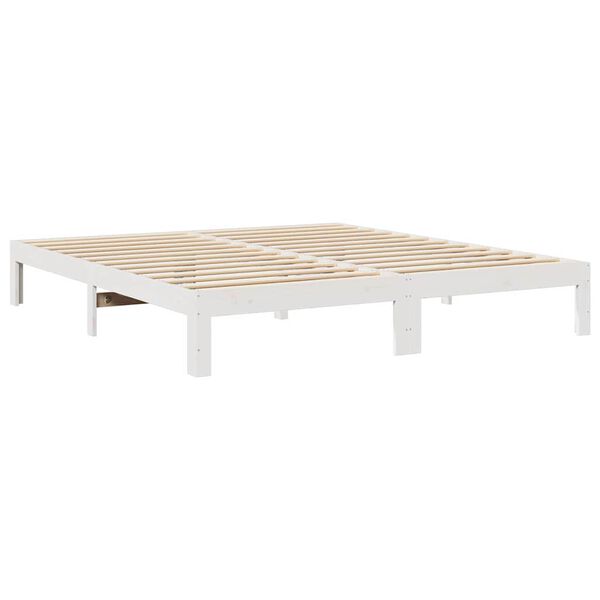 vidaXL Cama sem colch&atilde;o 160x200 cm madeira de pinho maci&ccedil;a branco