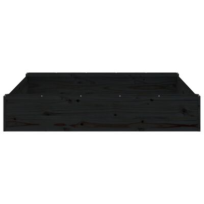 vidaXL Caixa de areia quadrada com assentos pinho maciço preto