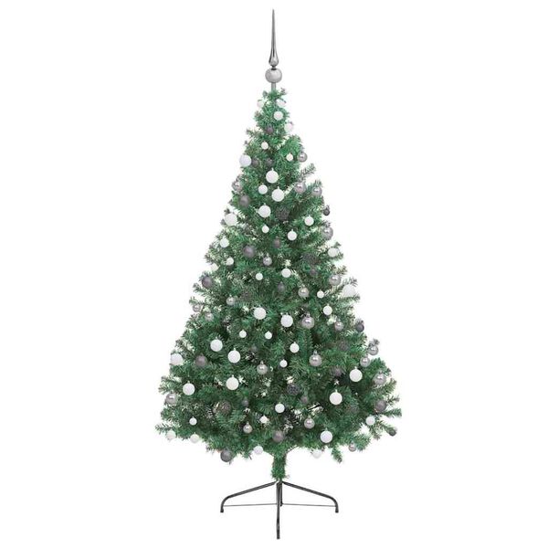 vidaXL &Aacute;rvore de Natal Artificial Pr&eacute;-iluminada Verde 180 cm PVC
