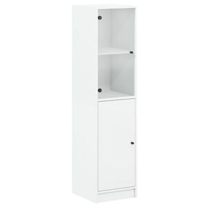 vidaXL Aparador alto c/ porta de vidro 35x37x142 cm branco