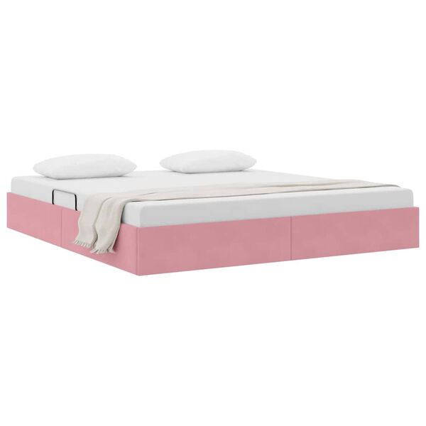 vidaXL Cama com Armazenamento com colch&atilde;o Rosa 180 x 200 cm Veludo
