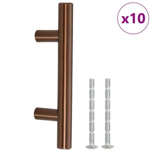 vidaXL Puxadores para m&oacute;veis 10 pcs 64 mm a&ccedil;o inoxid&aacute;vel bronze