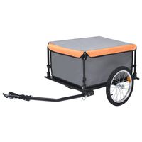 vidaXL Reboque de carga para bicicleta 65 kg cinzento e laranja