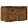 vidaXL Banco com 2 cestos erva marinha 71x40x42 cm castanho