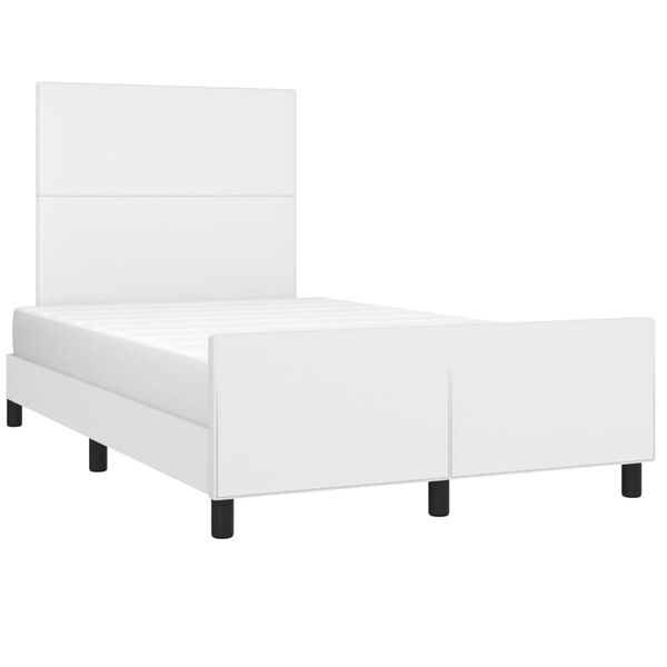 vidaXL Estrutura cama c/ cabeceira 120x200 cm couro artificial branco