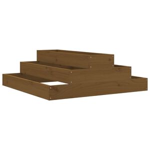 vidaXL Vaso/floreira 80x80x27 cm pinho maci&ccedil;o castanho-mel