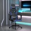 vidaXL Cadeira de gaming couro artificial preto e azul
