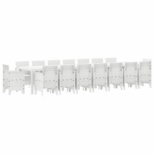 vidaXL Conjunto de Jantar para Jardim com Almofadas 17 pcs Branco PP