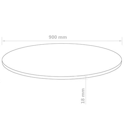 vidaXL Tampo de mesa em MDF redondo 900x18 mm