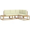 vidaXL Conjunto de Sof&aacute;s para Exterior 3 Pe&ccedil;a Branco e Creme Poli&eacute;ster