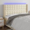 vidaXL Cabeceira cama c/ LED 203x16x118/128 cm couro artificial cr&egrave;me