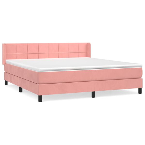 vidaXL Cama com molas/colch&atilde;o 160x200 cm veludo rosa