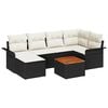 vidaXL Conjunto de Sof&aacute; de Jardim com almofada 7 pcs Preto vime PE